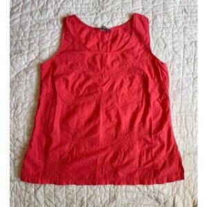 Cottonseed Casual Wear Dragonfly Embroidered Tank Top Small Coral